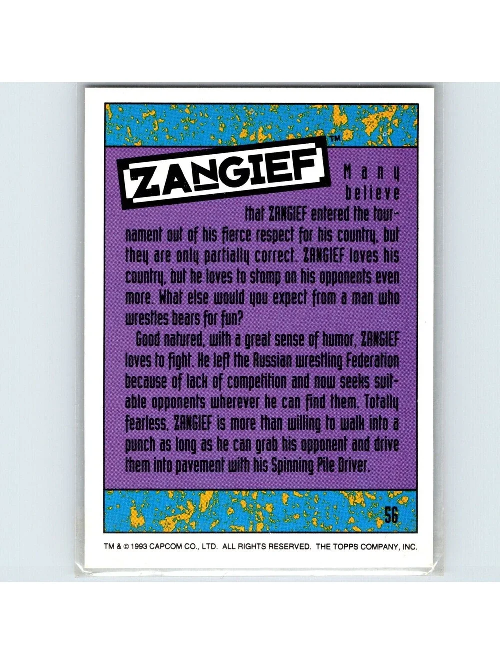 1993 Topps Street Fighter II Zangief #56